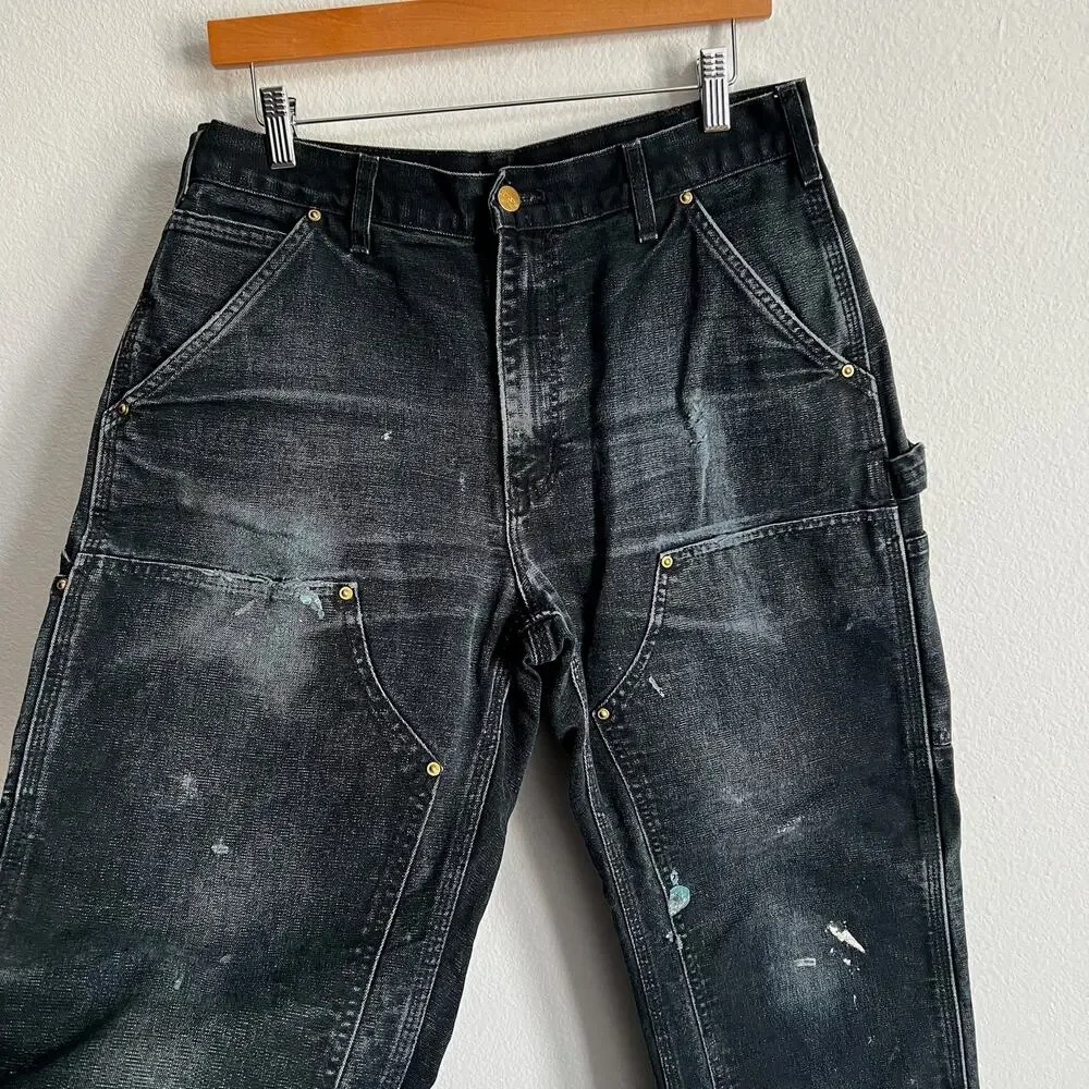 Carhartt faded black double knee work wear carpenter pants